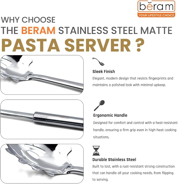Stainless Steel Matte Pasta Server