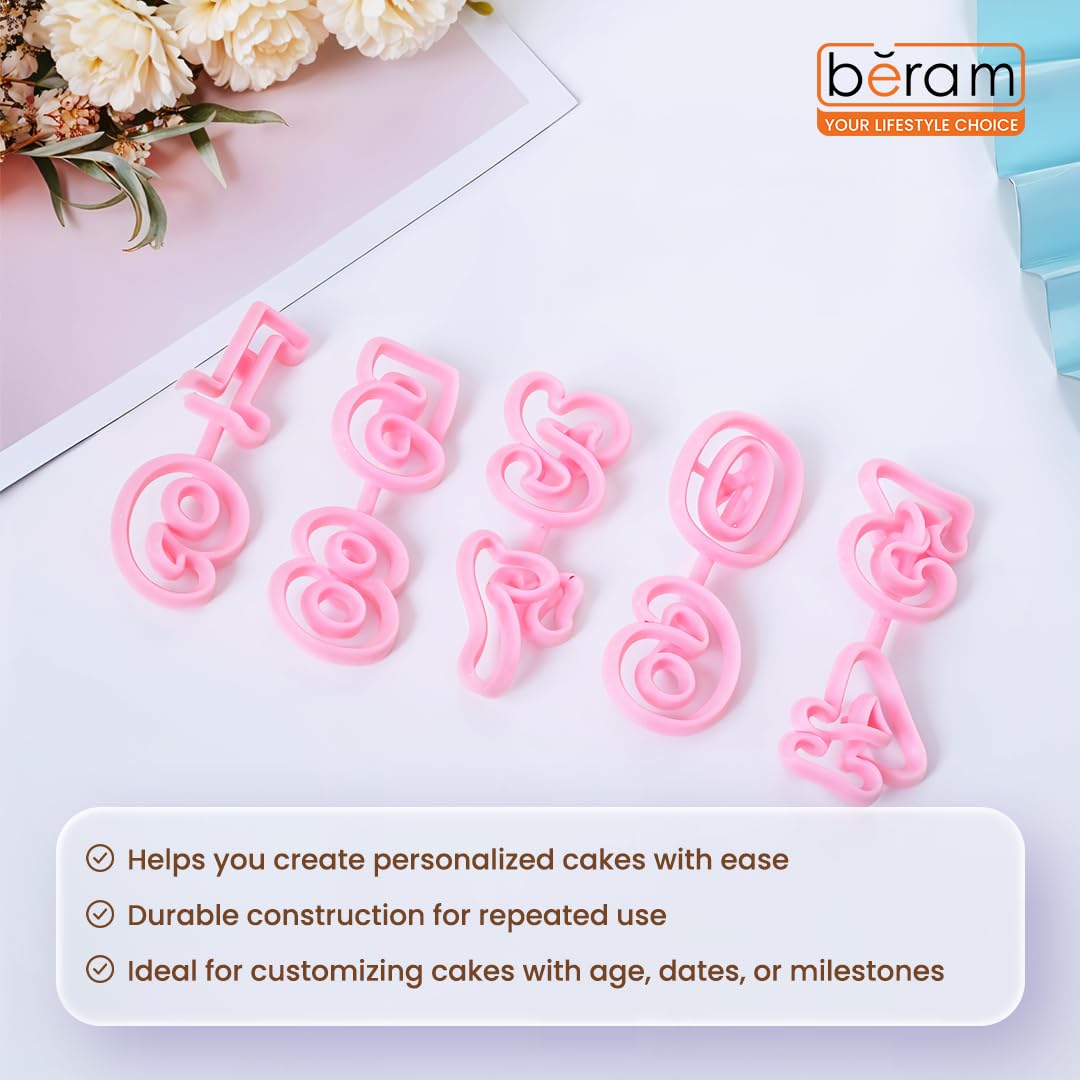 BERAM Number Shape Mold Set 0 to 9 Reusable Cookie Cutters and Cake Moulds Easy to Clean Baking Tools for Kids DIY Cupcake and Fondant Decoration Set for Birthdays and Daily Use