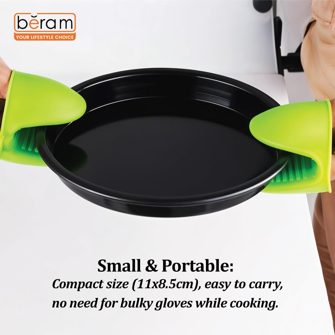 BERAM Silicone Mini Oven Mitts, Set of 2, Kitchen Pot Holders, Heat Resistant, Small Kitchen Mitts, Air Fryer Mitts Mini, Pot Pinch Grip for Cooking and Baking
