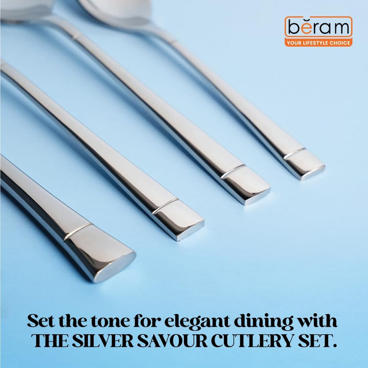 BERAM Silver Savour Cutlery Set  Elegant Stainless Steel, 18/10 Grade Kitchen Utensils Set, Tableware Set for Home, Restaurants