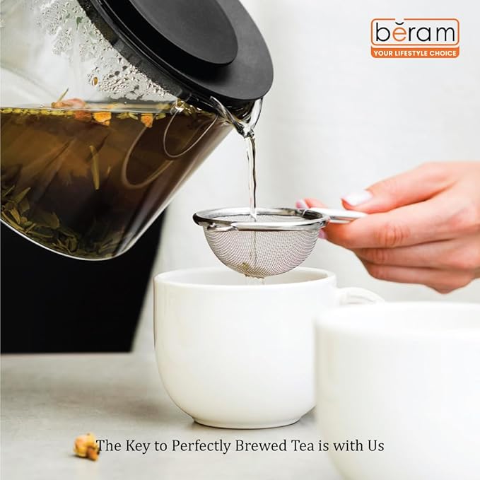 BERAM Strainer, Spiral Design with Handle, 304 Stainless Steel, Sieve for Sifting, Cooking Utensil, Daily Use Kitchen Tool, Juice Strainer, Pulp Separator (16 CM)