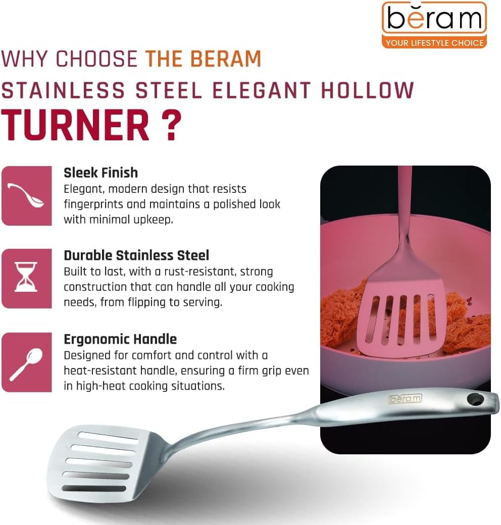 BERAM Elegant Hollow Handles Stainless Steel Cooking Utensils Set 6 Pieces Spatula Turner Rice Scoop Pasta Server Skimmer Soup Ladle Kitchen Tools for Daily Use Daily Use Cookware Set 304