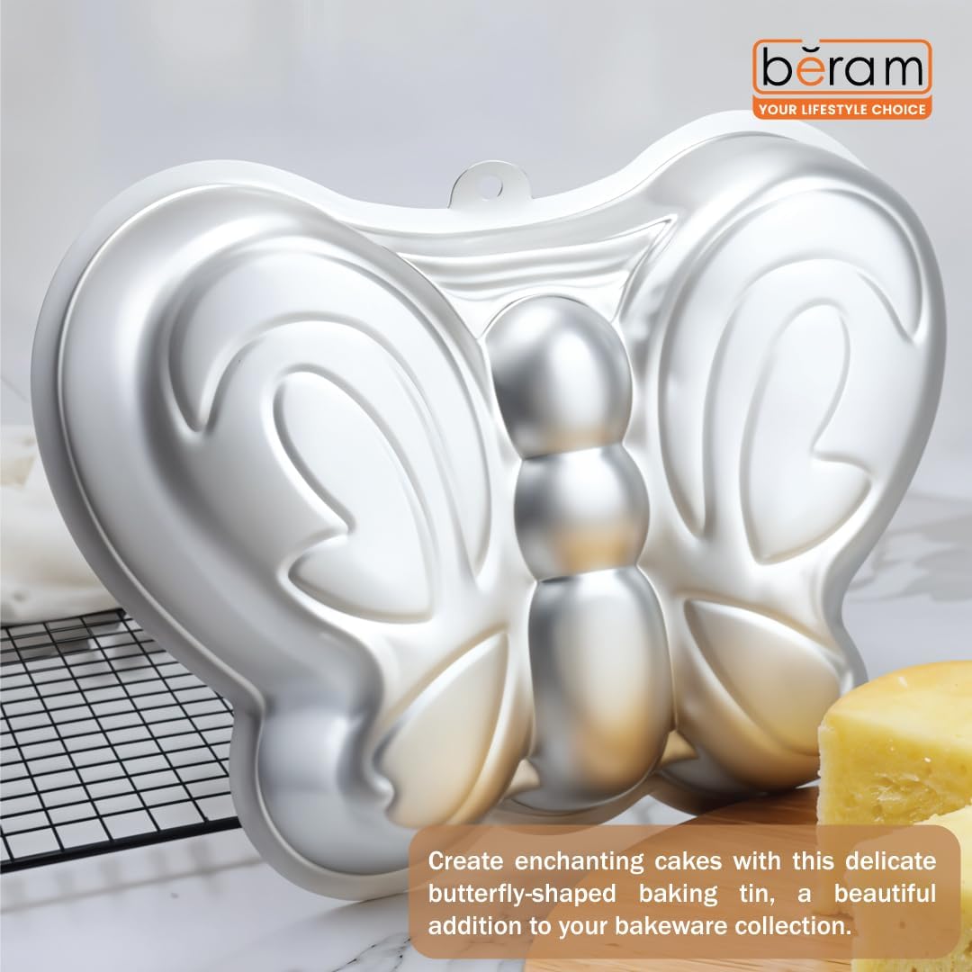 BERAM 3D Butterfly Cake Mould Non Stick Food Grade Aluminium Alloy Baking Pan for Birthday Halloween Christmas Creative 3D Cake Mould for Kids Home Bakers Baking Lovers Decorating Essentials