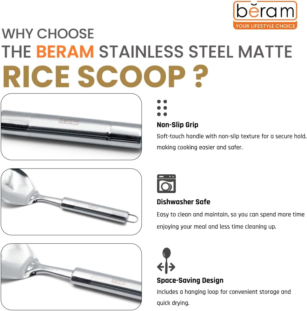 Stainless Steel Matte Rice Scoop