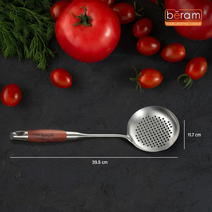 Beram Stainless Steel Wooden Spatula Durable 304 Food-Grade Spatula with Ergonomic Wooden Handle, Heat-Resistant and Rust-Proof, Ideal for Cooking, Stir-Frying, Mixing, and Serving.