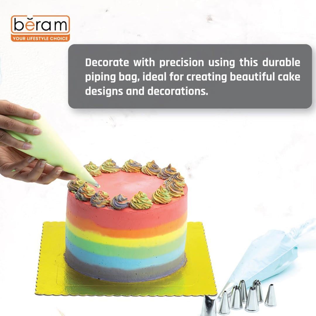 Beram 50 Pcs Reusable Piping Bags and 24 Pcs Stainless Steel Nozzle Set Cake Decorating Kit with Icing Tips Couplers Pastry Bags for Cupcakes Cookies and Baking Tools Accessories