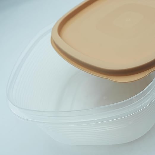 5-Piece Beige Food Storage Container Set with Lids BPA-Free Microwave Freezer & Dishwasher Safe Leakproof Stackable Plastic Meal Prep Containers for Kitchen Pantry and Lunch Storage