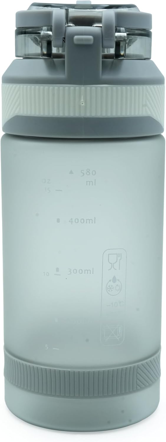 TR6 Sport Frosted Water Bottle BPA Free Leak Proof Flip Lock Lid Temp Resistant 10°C to 80°C Carry Holder Matte Finish Hydration Bottle for Fitness Office Travel School Outdoor  580 ML