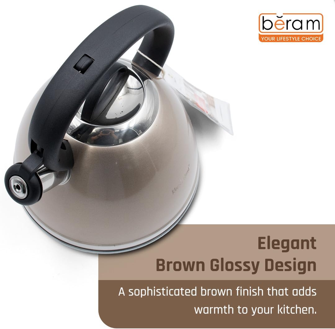 Haus Roland Whistling Kettle, Stainless Steel Tea Kettle, 3 Liters, Whistling Teapot, Ergonomic Handle, Tea Kettle Lid with Nylon Knob, Suitable For Induction and Gas