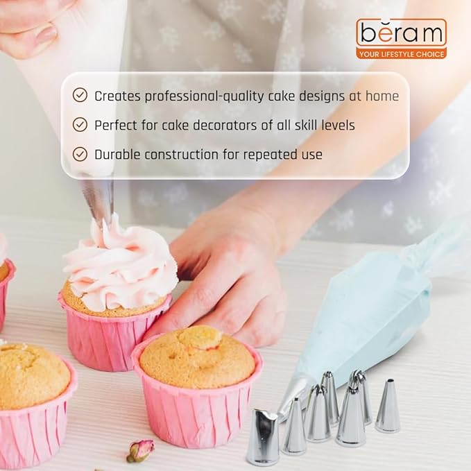 BERAM 24 Pieces Piping Nozzles Stainless Steel Cake Decorating Tools Icing Nozzle Set with Box Cake Decorating Pastry Set Nozzle Tips for Buttercream Frosting Cupcakes Cookies Fondant Designs