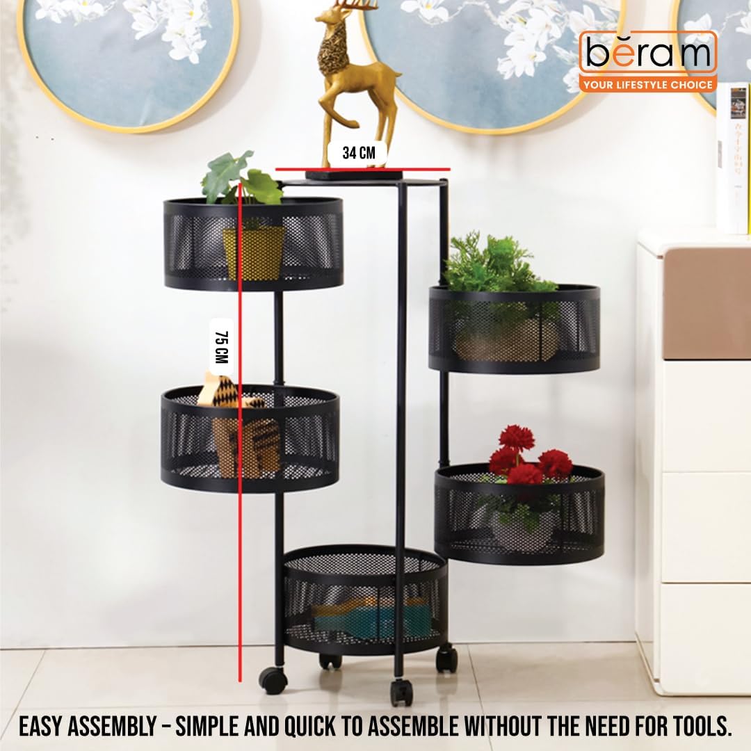 Movable 5-Tier Metal Rack