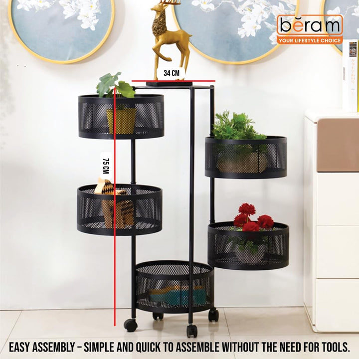 Movable 5-Tier Metal Rack