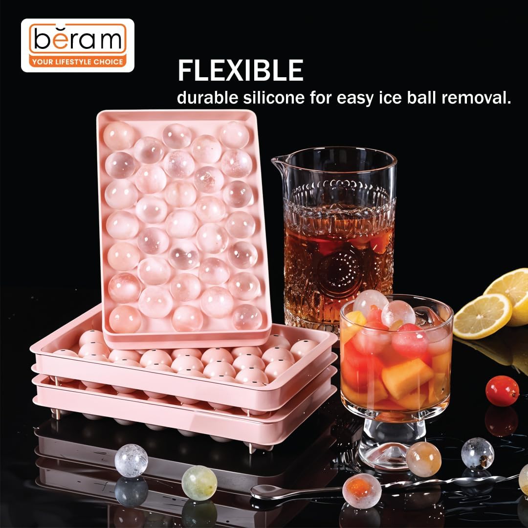 Round Ice Ball Maker Mold for Freezer, Honeycomb Ice Moulds, Ice Trays 33 Grids with Food Grade PP material, Silicone Ice Maker Trays, BPA free, BERAM