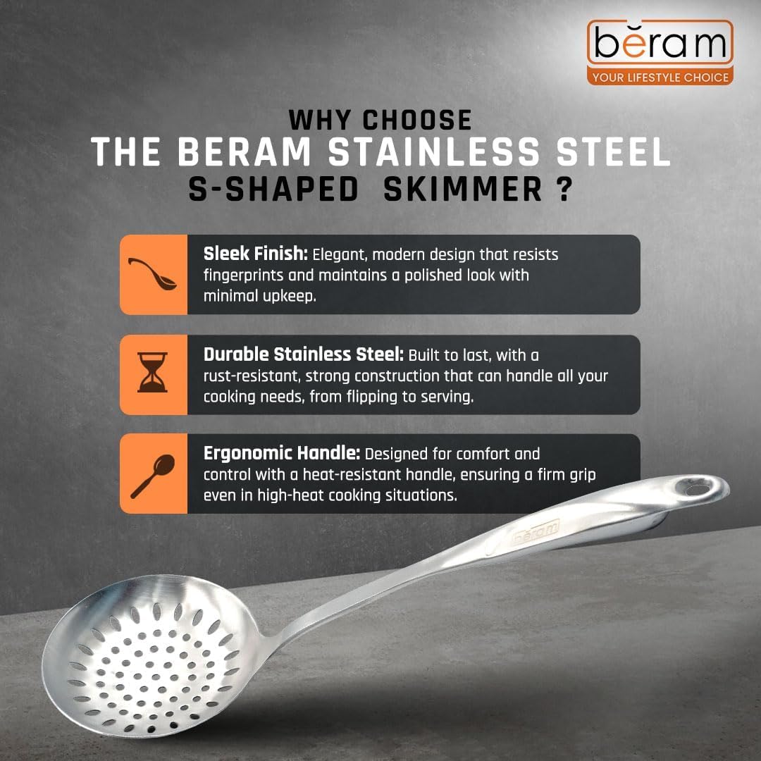 BERAM Cooking Utensils Set S-Shaped 304 Stainless Steel Silverware Cookware Set Includes Spatula Skimmer Soup Ladle Turner Pasta Server Rice Scoop with Multipurpose Stand
