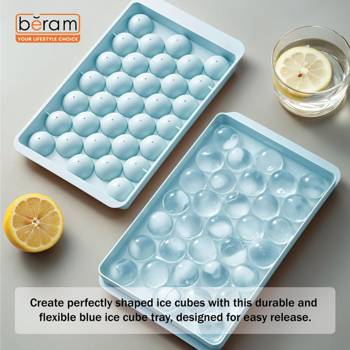 BERAM Round 33 Grids Ice Ball Maker for Freezer, Honeycomb Ice Moulds, Stackable Ice Trays, Food Grade PP material, Silicone Ice Maker Trays, BPA free Mold