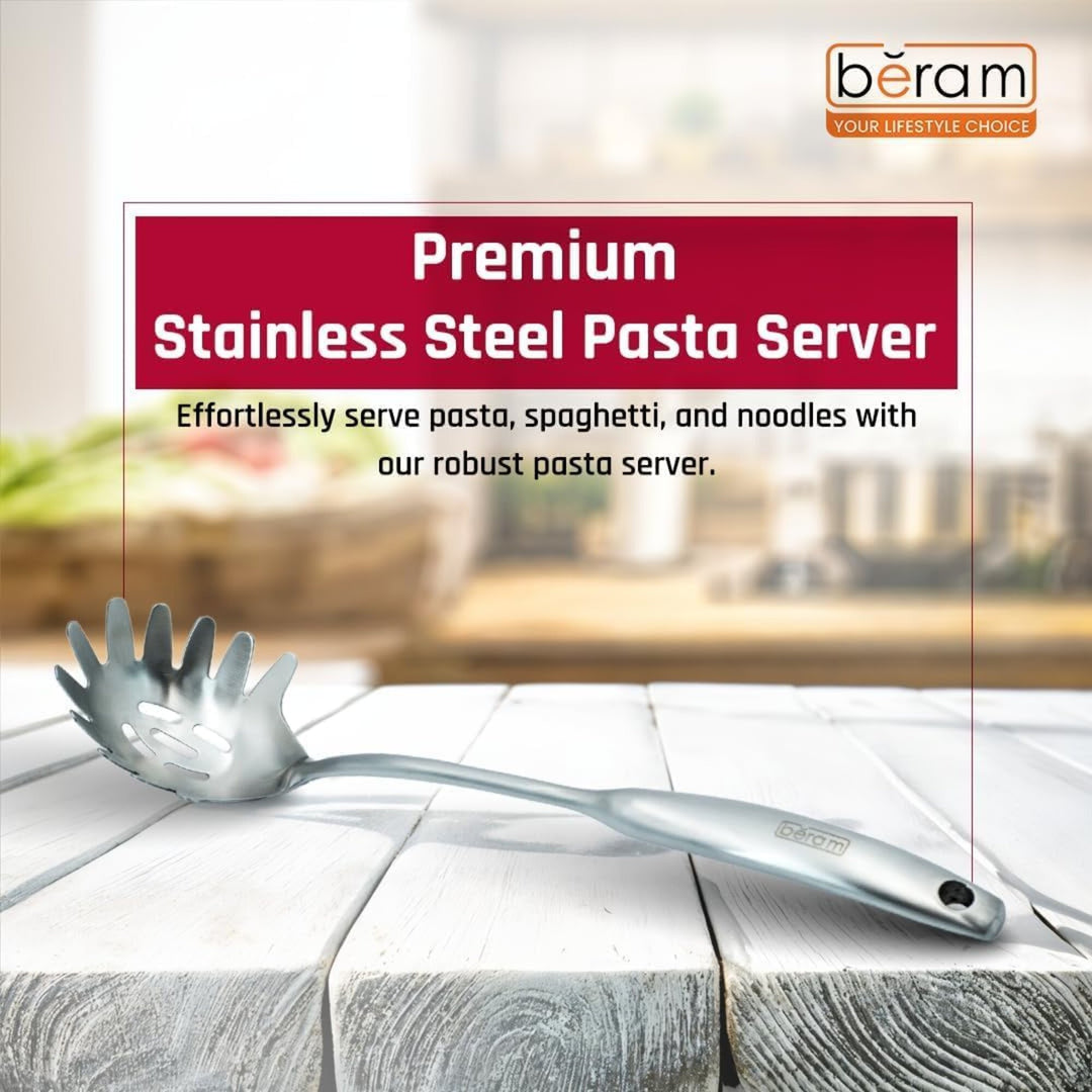 BERAM Elegant Hollow Handles Stainless Steel Cooking Utensils Set 6 Pieces Spatula Turner Rice Scoop Pasta Server Skimmer Soup Ladle Kitchen Tools for Daily Use Daily Use Cookware Set 304