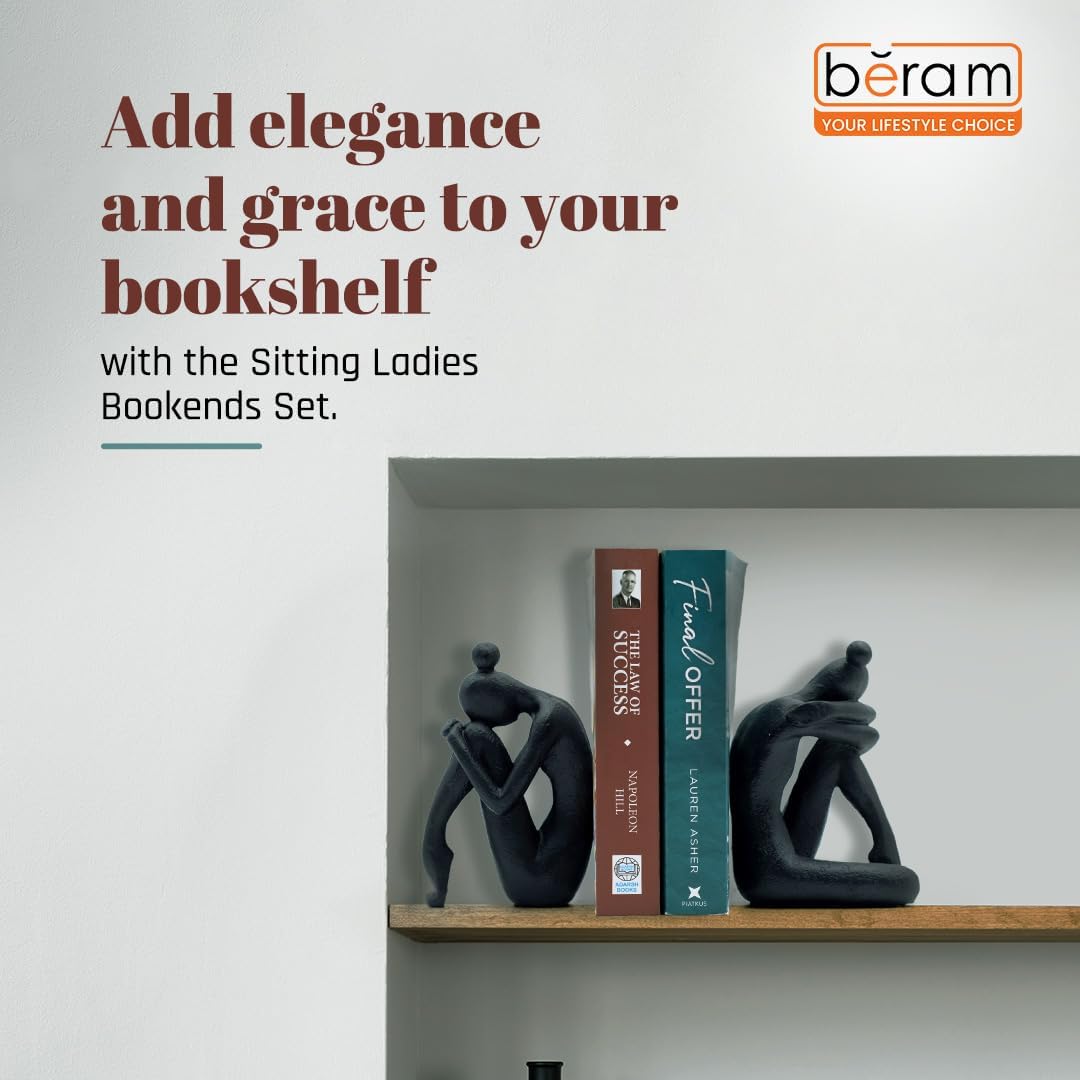 BERAM Sitting Ladies Set, Ceramic Statue Figurines, Art Sculpture, Modern Home Decor Collection, Gift Decorations, Abstract Indoor Shelf Ornaments, Office, Living Room, Book Shelf Pieces, Black