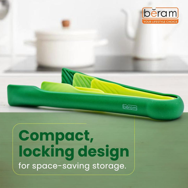 BERAM Plastic Kitchen Tongs Set of 3 Food Serving and BBQ Tongs for Bread Salad Fruit Buffet and Grilling Durable BPA Free Reusable Utility Tongs for Home Party and Daily Use