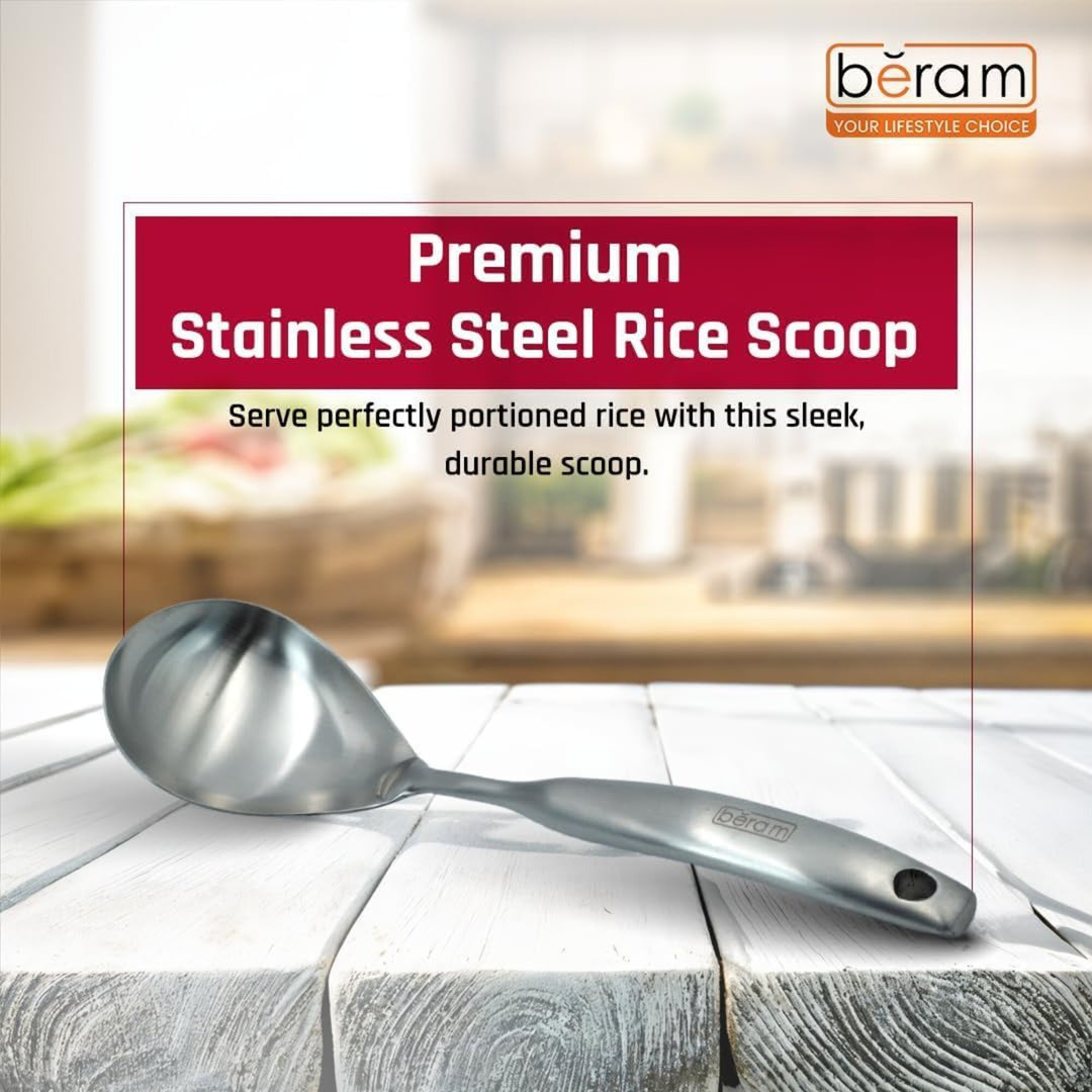 BERAM Elegant Hollow Handles Stainless Steel Cooking Utensils Set 6 Pieces Spatula Turner Rice Scoop Pasta Server Skimmer Soup Ladle Kitchen Tools for Daily Use Daily Use Cookware Set 304