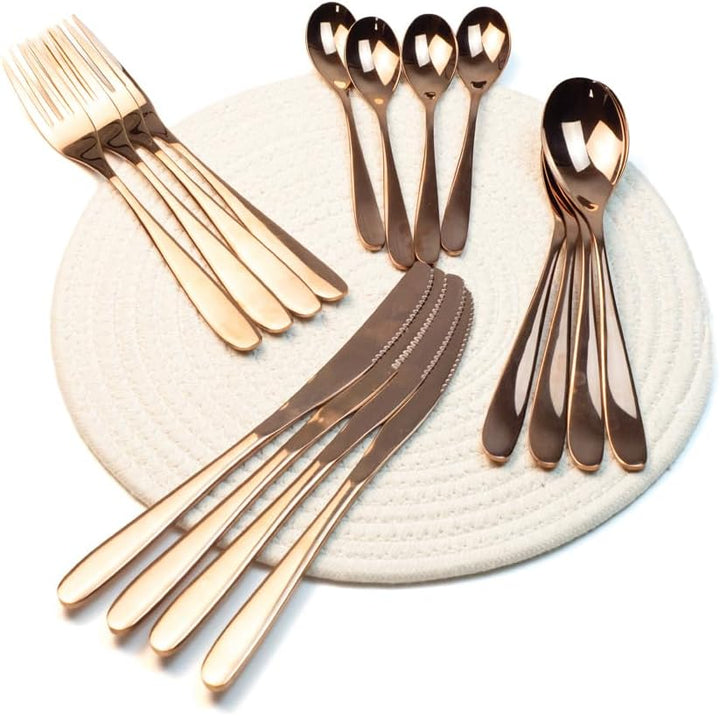 BERAM Table Trend Cutlery Set Elegant 18/10 Stainless Steel Flatware with PVD Copper Finish, Premium Tableware for Home, Restaurants