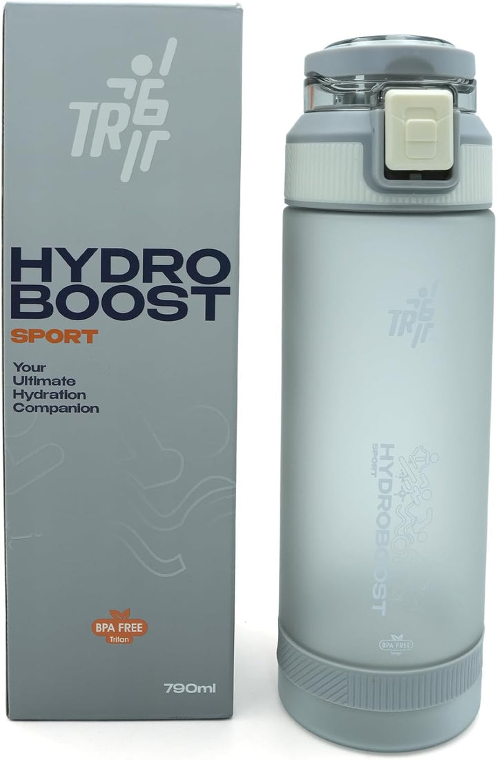 TR6 Sport Frosted Gym Water Bottle BPA Free Leak Proof with Measurement Markers Flip Lock Lid Durable Hydration Bottle for Fitness Office Travel Outdoor Wide Mouth for easy cleaning 790ml