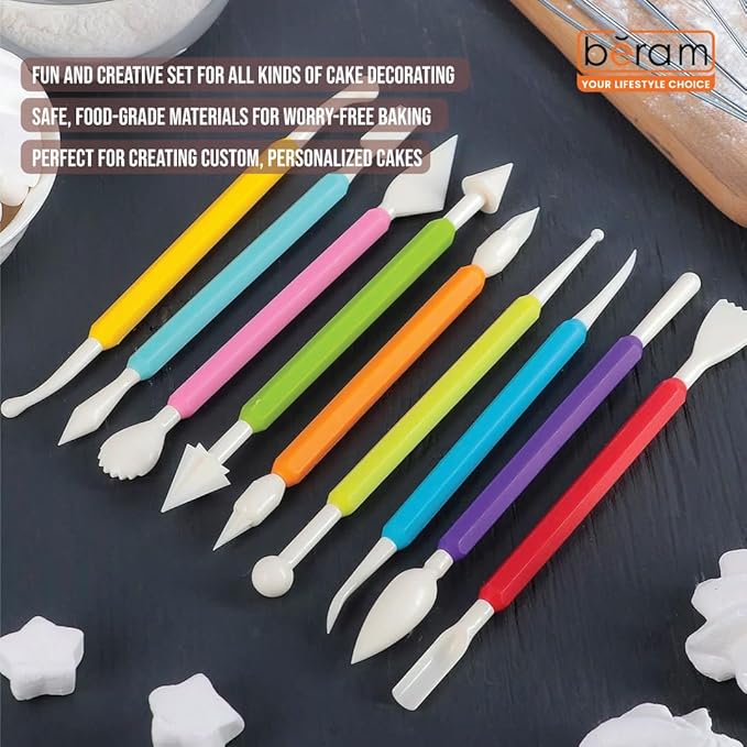 BERAM 46 Piece Cake Decorating Kit Professional Baking Tools Set with Piping Tips Pastry Bags Cake Scrapers Fondant Tools Icing Nozzles Couplers Flower Nails and Accessories for Cupcakes and Cakes