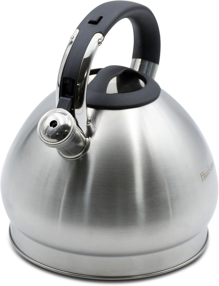 Haus Roland Whistling Kettle, 5L Stainless Steel, Teapot, Heat Resistant Handle, Ergonomic Pouring Spout, Compatible with Gas, Electric, Hot Plate, Halogen, Ceramic Tops, Kitchen Utensil