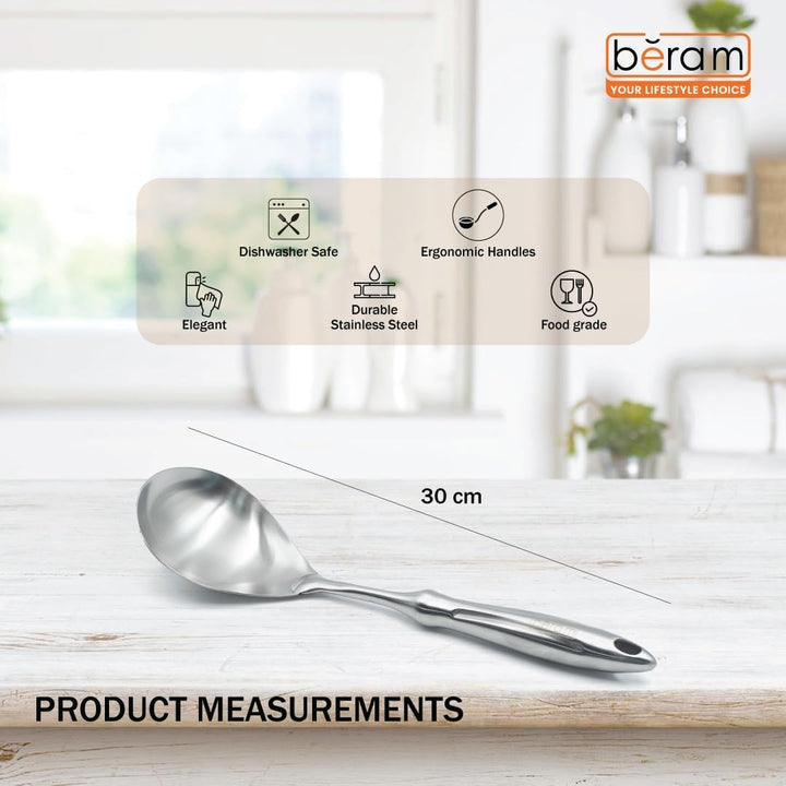 BERAM Honor Cooking Utensils Set 304 Stainless Steel 6 Pieces Soup Spoon Spatula Slotted Turner Rice Scoop Pasta Server Skimmer Food Grade Kitchen Tools
