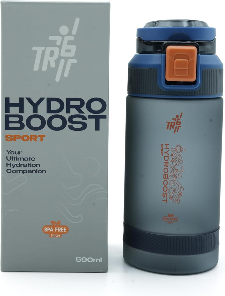 TR6 Sport Frosted Water Bottle BPA Free Leak Proof Flip Lock Lid Temp Resistant 10°C to 80°C Carry Holder Matte Finish Hydration Bottle for Fitness Office Travel School Outdoor  580 ML