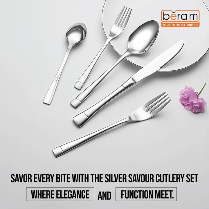 BERAM Silver Savour Cutlery Set  Elegant Stainless Steel, 18/10 Grade Kitchen Utensils Set, Tableware Set for Home, Restaurants