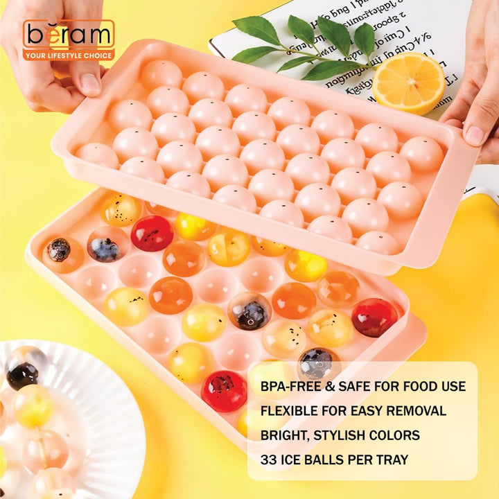 Round Ice Ball Maker Mold for Freezer, Honeycomb Ice Moulds, Ice Trays 33 Grids with Food Grade PP material, Silicone Ice Maker Trays, BPA free, BERAM