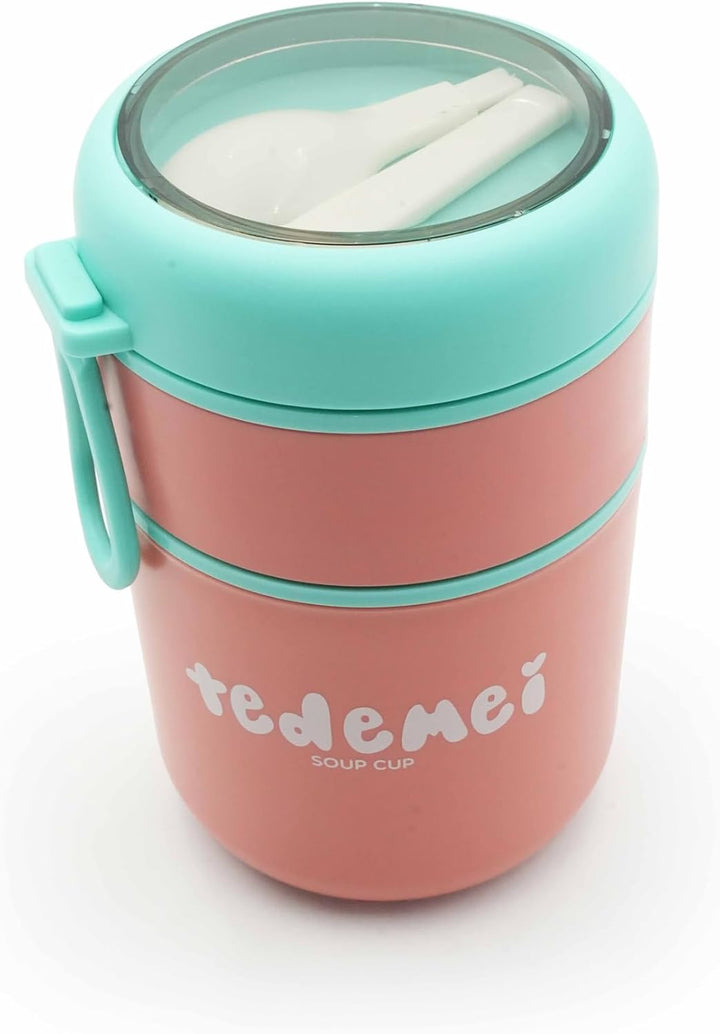 Stainless Steel Breakfast Cup 710ml Pink Insulated Food Jar with Lid SS316 Food Grade Steel Leakproof Soup Oatmeal & Lunch Container for Office School & Travel