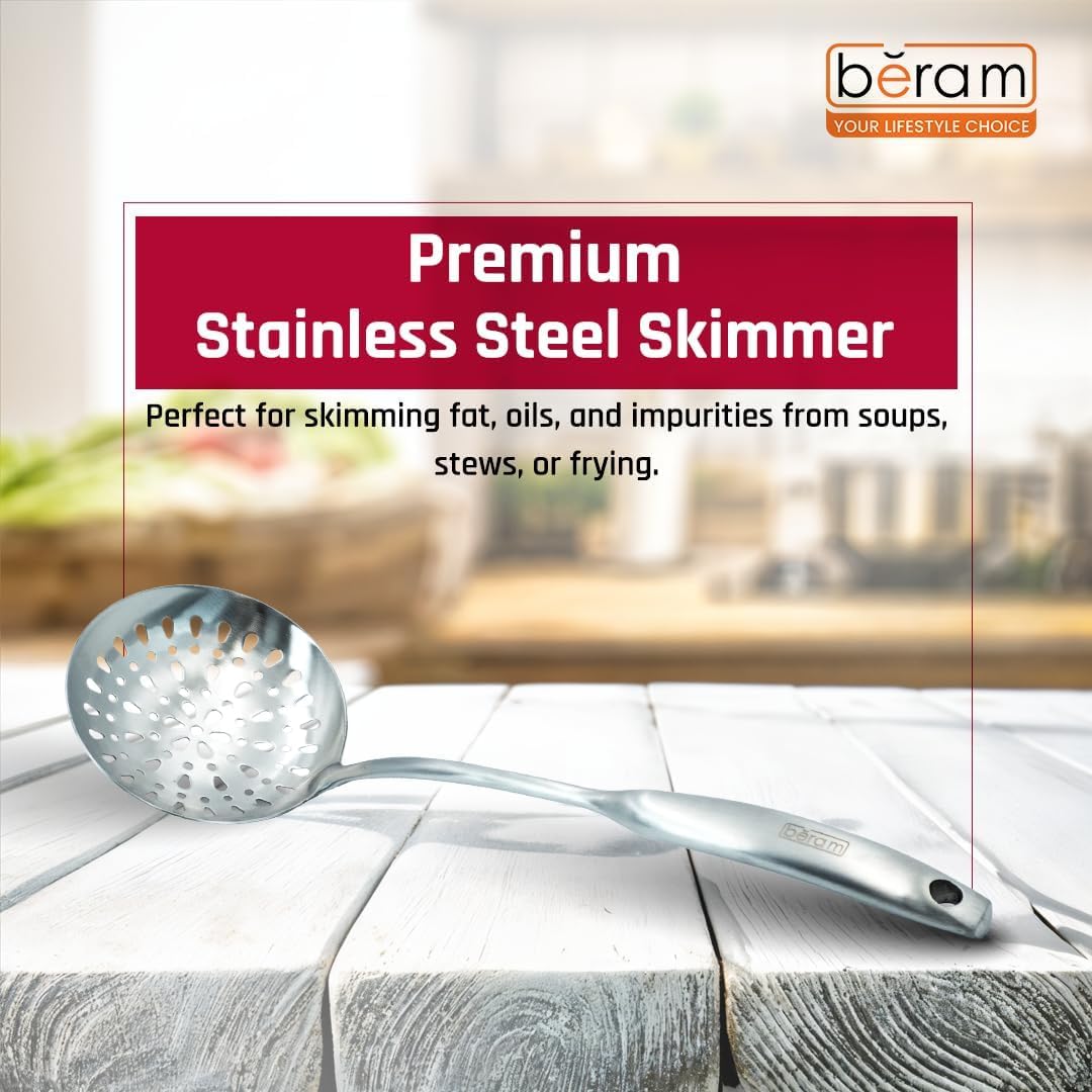 BERAM Elegant Hollow Handles Stainless Steel Cooking Utensils Set 6 Pieces Spatula Turner Rice Scoop Pasta Server Skimmer Soup Ladle Kitchen Tools for Daily Use Daily Use Cookware Set 304