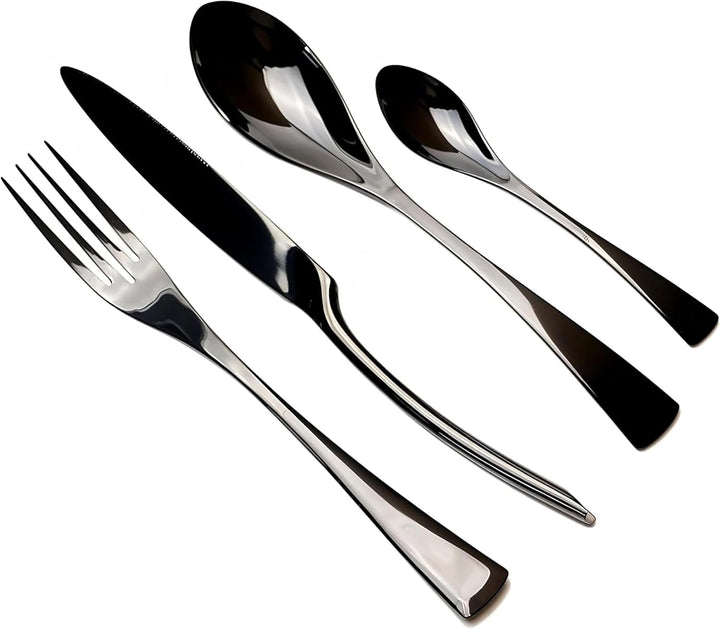 BERAM Midnight Marvel Cutlery Set Premium Stainless Steel Flatware Set with Black Marble Polish Finish Elegant Kitchen Utensils & Tableware Set for Home Restaurants Hotels & Everyday Use