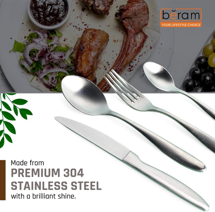 BERAM Silver Shine Steel Cutlery Set, Stainless Steel Flatware Set, 18/10 Grade, Kitchen Utensils Set, Tableware Set For Home, Restaurants, Hotels and More