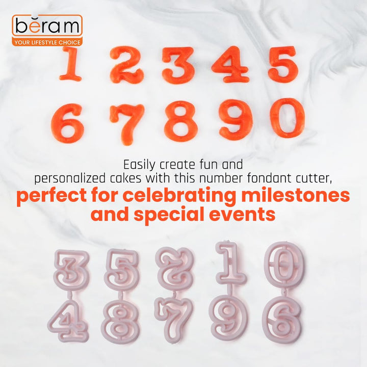 BERAM Number Shape Mold Set 0 to 9 Reusable Cookie Cutters and Cake Moulds Easy to Clean Baking Tools for Kids DIY Cupcake and Fondant Decoration Set for Birthdays and Daily Use