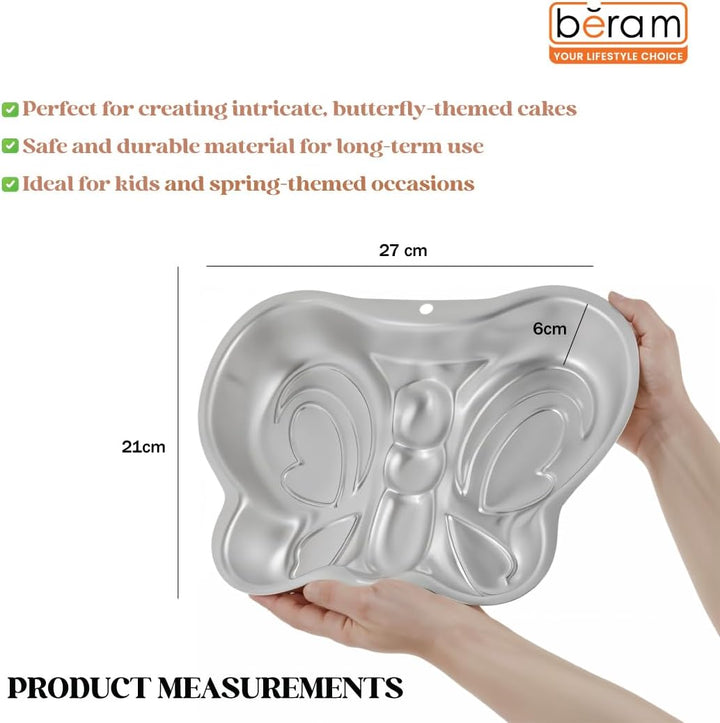 BERAM 3D Butterfly Cake Mould Non Stick Food Grade Aluminium Alloy Baking Pan for Birthday Halloween Christmas Creative 3D Cake Mould for Kids Home Bakers Baking Lovers Decorating Essentials