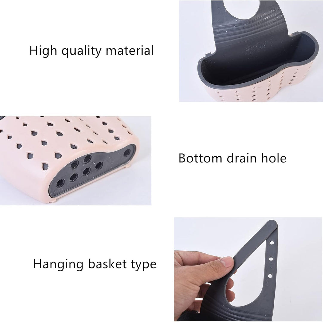 BERAM Kitchen Sink Organizer, Sponge Holder, Storage Basket, Soap Sponge, Drain Rack Holder for Sponges, Soaps and Cleaning Brushes, Sink Accessories