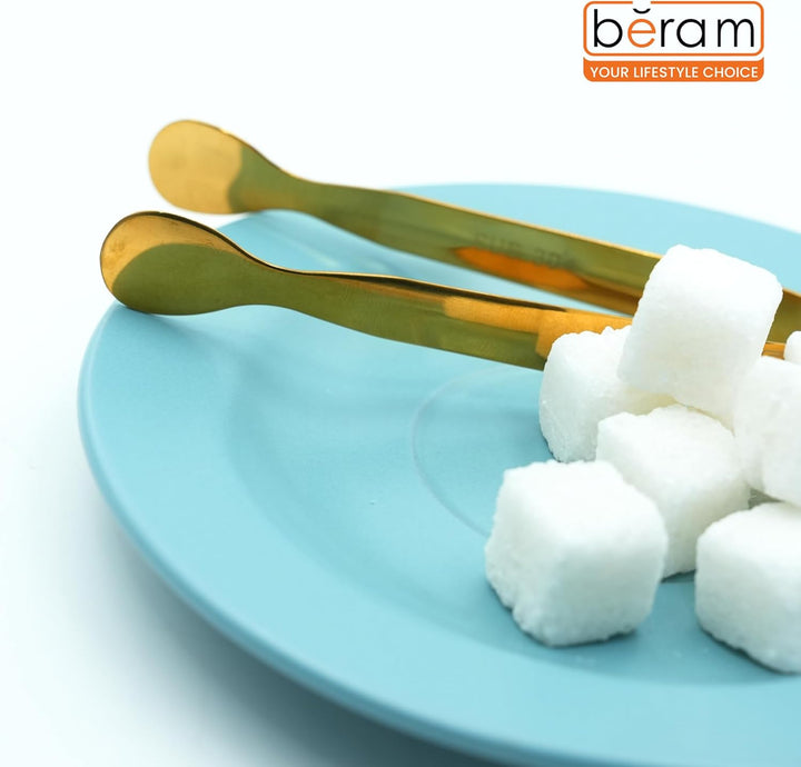 Beram Sugar Tong – Stainless Steel Mini Tongs for Sugar Cubes Ice Snacks & Tea Parties – Durable Rust-Resistant Oval Design