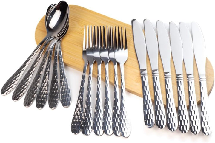 BERAM Silver Trio Cutlery Premium Stainless Steel Flatware and Silverware with Elegant Engraved Handles Durable Kitchen Utensils and Tableware for Home Restaurants Hotels