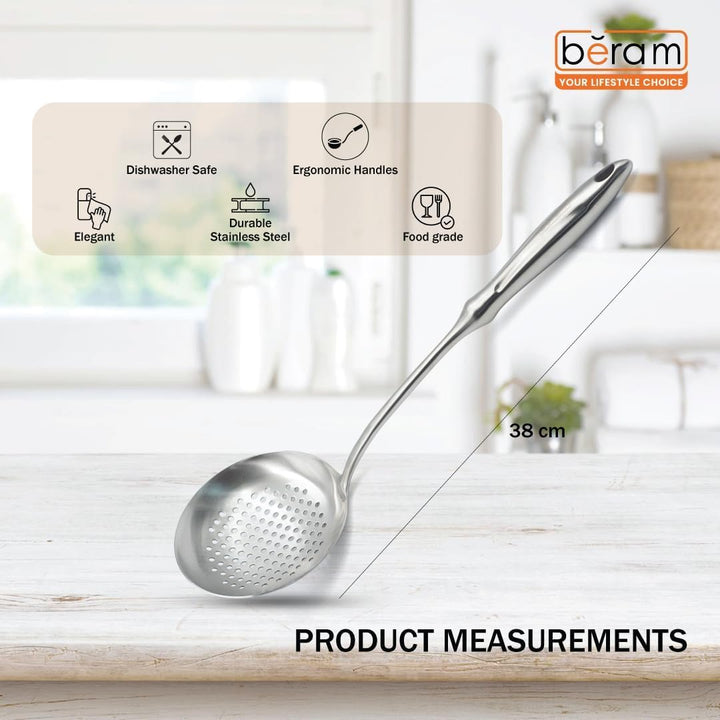 BERAM Honor Cooking Utensils Set 304 Stainless Steel 6 Pieces Soup Spoon Spatula Slotted Turner Rice Scoop Pasta Server Skimmer Food Grade Kitchen Tools