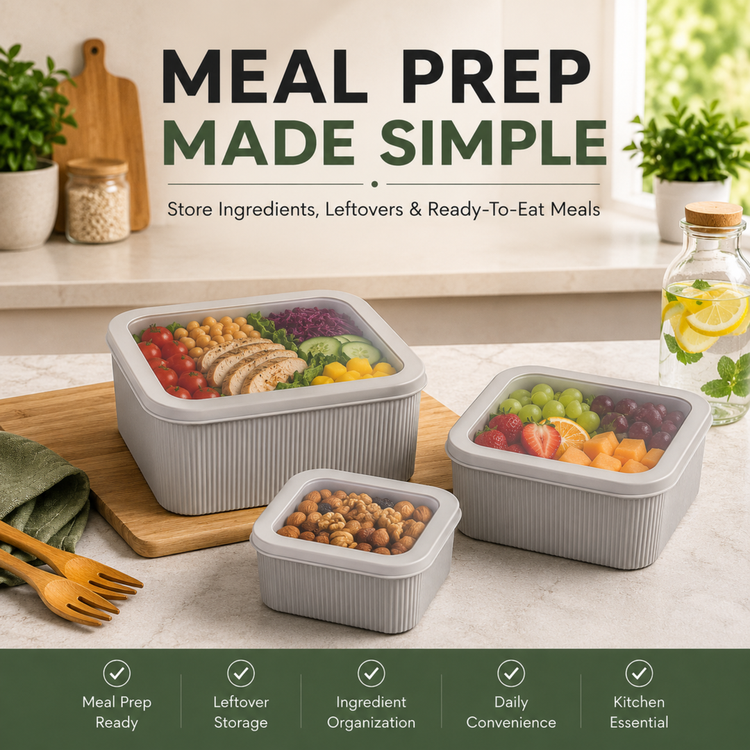 Storage Mixing Bowl Set with Lid BPA-Free Plastic Nesting Bowls for Kitchen Microwave & Dishwasher Safe Food Storage & Salad Prep Bowls (1.3L, 2.2L, 3.4L)