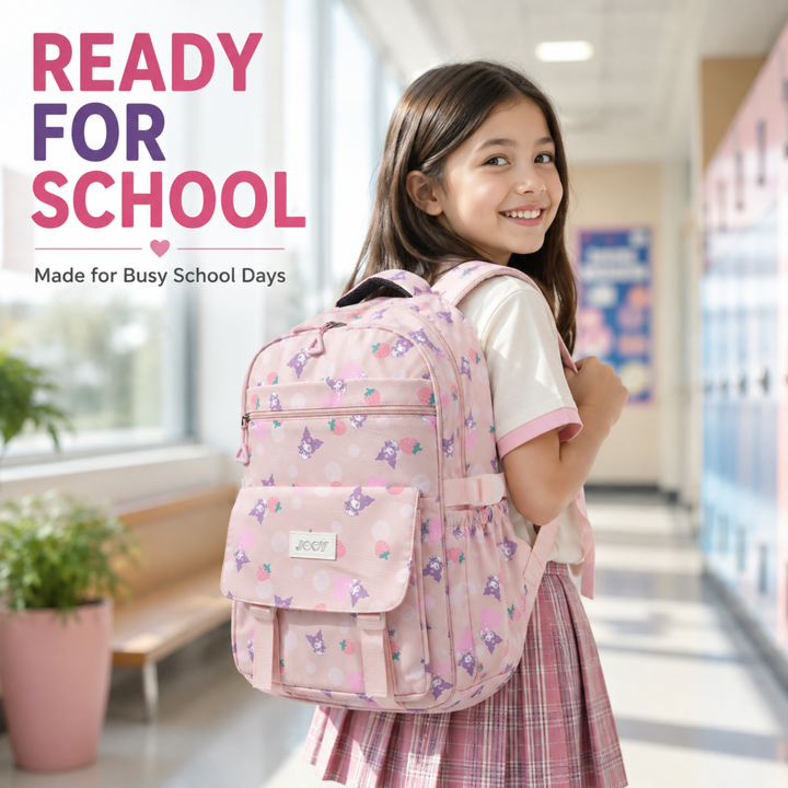 Berry Pop School Bag, Lightweight Backpack with Multiple Compartments, Front Utility Pocket, Side Bottle Pockets & Adjustable Padded Shoulder Straps