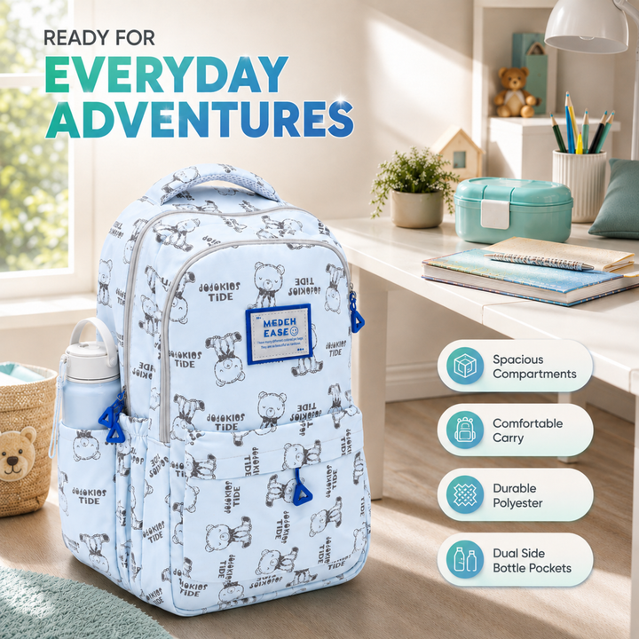 17 Inch Bear Bliss School Backpack Lightweight Multi-Pocket Bookbag with Large Capacity Polyester Adjustable Padded Shoulder Straps Everyday Backpack for School Travel Study Outdoor Use