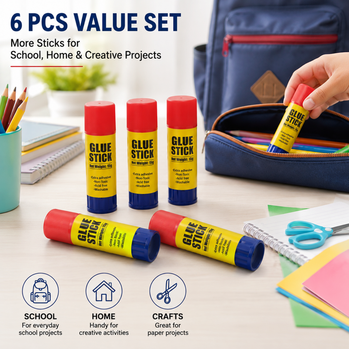 Glue Sticks for Paper Crafts – Strong Adhesive Glue Stick Set, Smooth Application, Quick Dry, Non-Toxic, Mess-Free Craft Glue for Office, School & DIY Projects