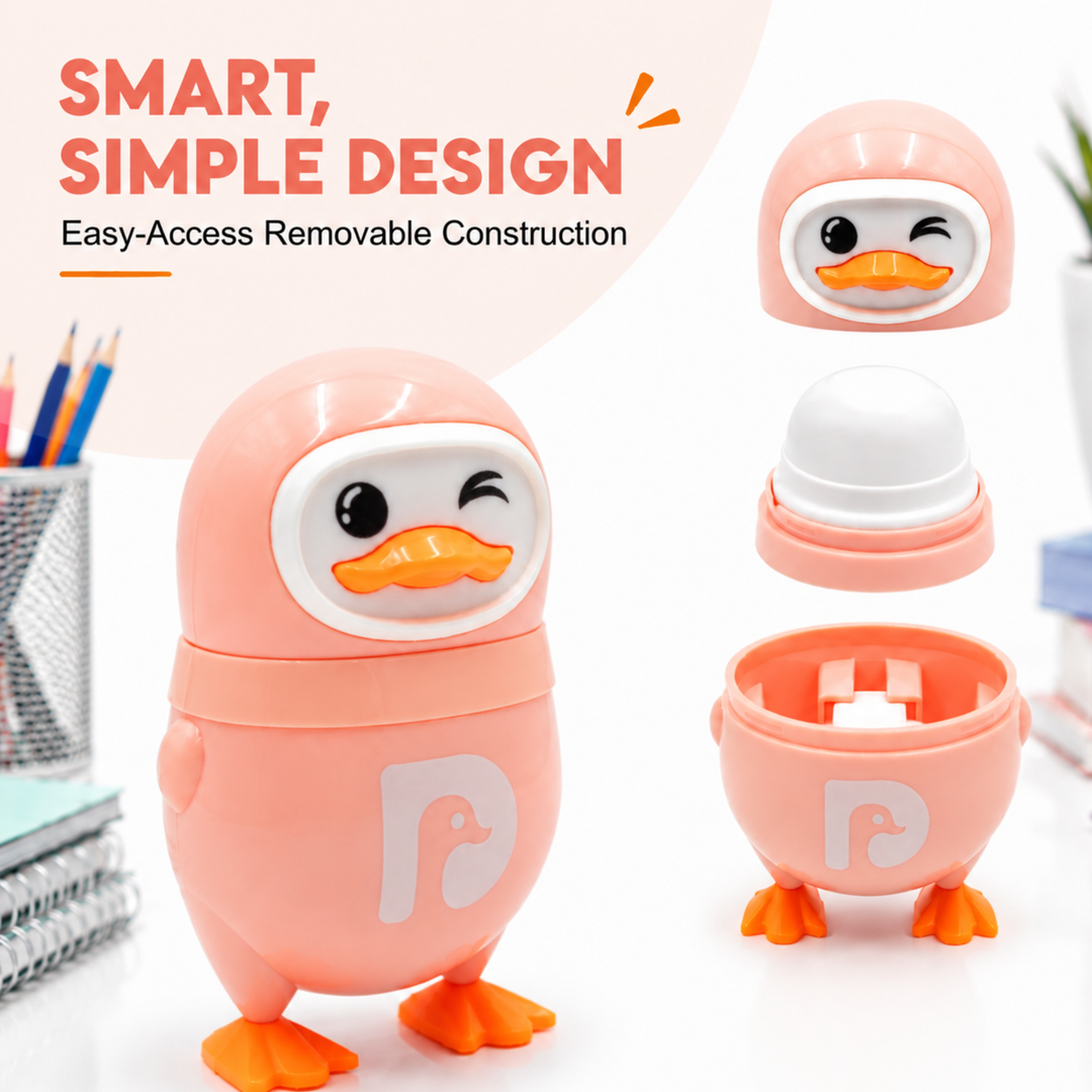 Penguin Pencil Sharpener with Eraser, 2-in-1 Cute Penguin-Shaped Pencil Sharpener, Built-In Pencil Shavings Container, Compact Stationery Sharpener for Students, School, Office & Drawing