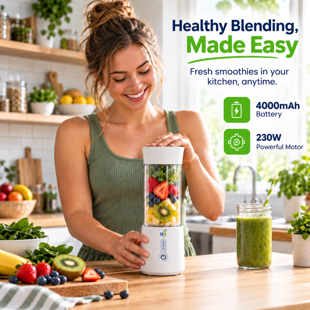 TR6 Blendmate Pro Portable Blender for Smoothies, Protein Shakes & Ice Crushing – 500ML Capacity, Tritan Material, 4000mAh Battery, USB-C Port with Handle Lid