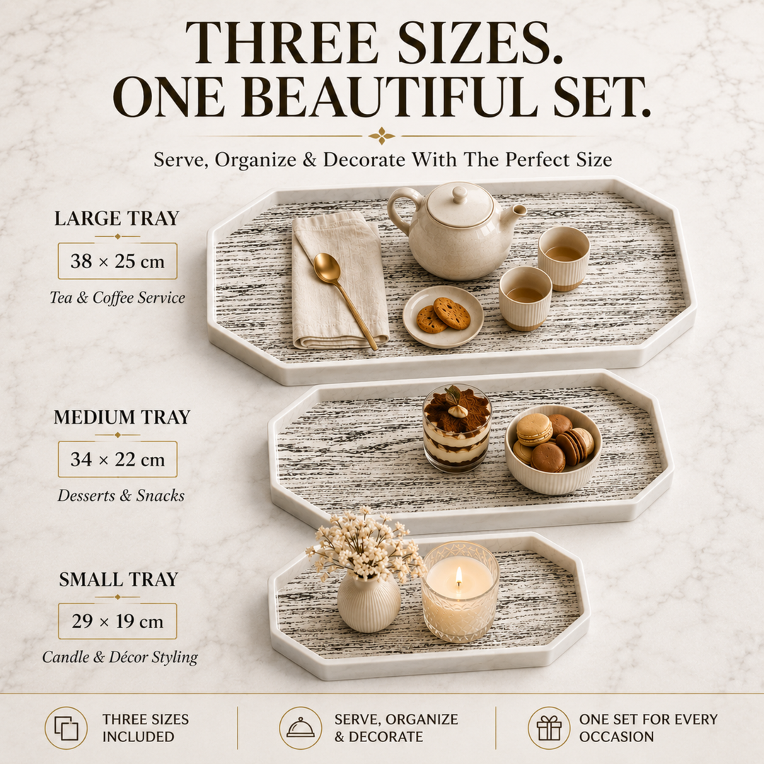 Melamine  Tray White Set Serving Tray Microwave Safe Look Lightweight Durable Platter for Snacks Desserts Tea Coffee Dining Kitchen Party and Restaurant Use