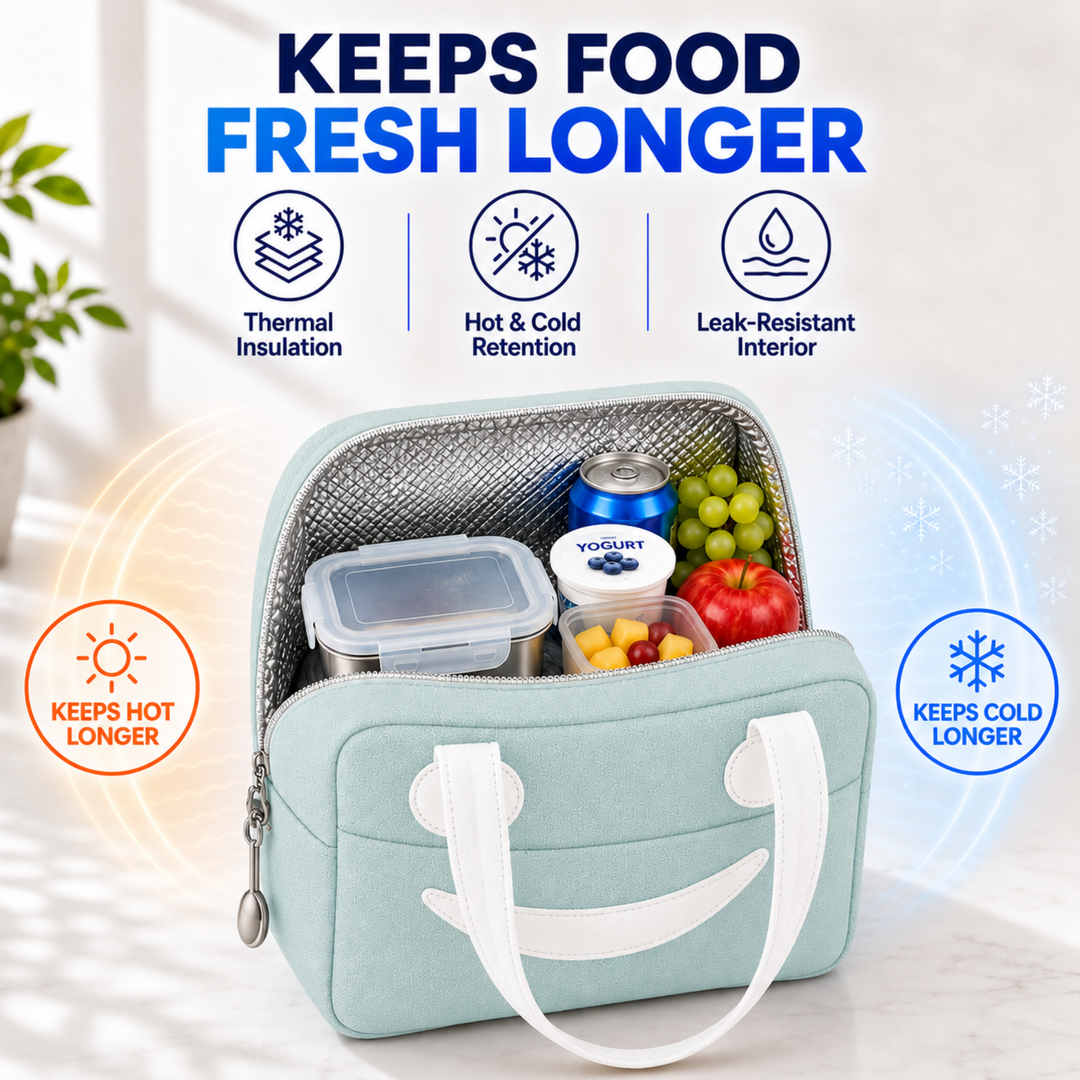Insulated Lunch Bag, Reusable Thermal Lunch Tote with Zipper Closure, Lightweight Lunch Box Carry Bag for Office, School, Travel, Picnic, Work and Daily Meal Storage