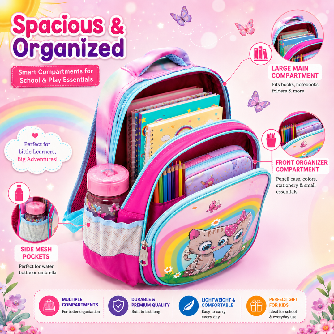 14 Inch School Backpack with Spacious Compartments | Lightweight Durable Water-Resistant Bag | Ergonomic Shoulder Straps, Multi-Pocket Storage for Daily Use, Travel & Office